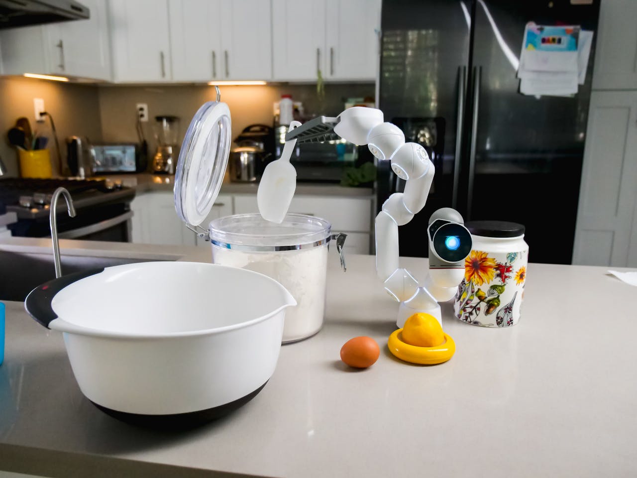 why-choose-us AI-powered robot assisting in a kitchen, highlighting smart technology in everyday cooking.